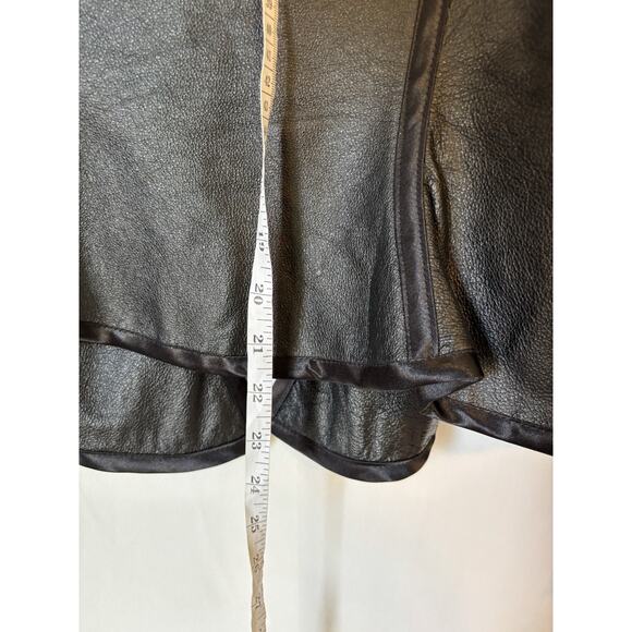 Vtg Catherine Coatney Leather Jacket XL Black Fitted Open Front 90s Rare - Picture 11 of 13